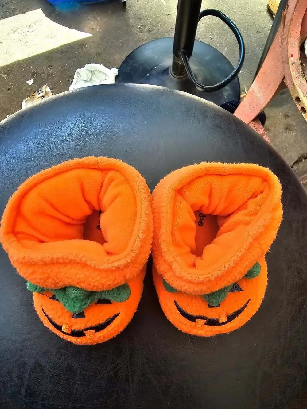 Koala Kids Halloween Pumpkin Jack-O-Lantern Plush Baby Booties Slippers